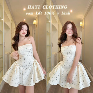 [SẴN-HOẢ TỐC] Đầm Chấm Bi 2 Dây Dáng Basic Phối Tùng Xoè Bồng 3 Lớp Chuẩn Form Hàn