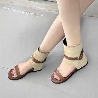 {Hàng sẵn} Giày Boot nữ cổ cao đế xuồng 3p đai khuy khóa sau tiện lợi, da mịn chất đẹp có khóa kéo sau VIP 173-4