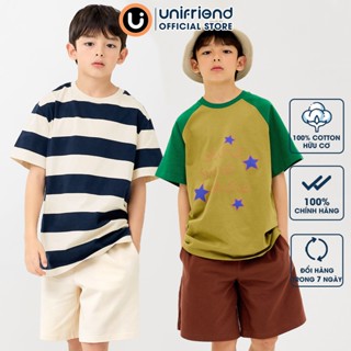 Đồ bộ ngắn tay quần áo thun cotton mịn mặc nhà mùa hè cho bé trai và bé gái Unifriend Hàn Quốc U2024-4