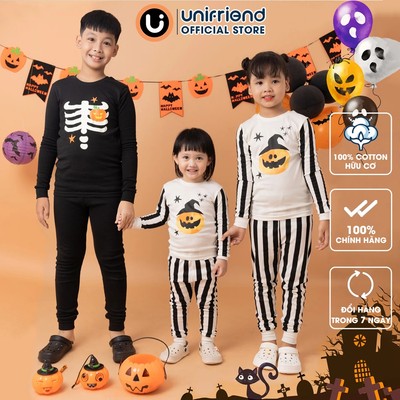 Bộ quần áo dài tay Halloween dáng ôm cotton mùa thu đông cho bé trai và bé gái Unifriend Hàn Quốc U2022-23