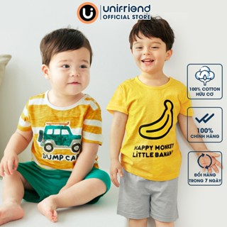  Đồ bộ ngắn tay thun cotton mịn bé trai bé gái mặc nhà mùa hè Unifriend Hàn Quốc U2023-31. Size đại 5 6 8 10 tuổi 