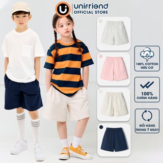 Quần short soóc dáng rộng vải cotton spandex co giãn tốt cho bé trai và bé gái Unifriend Hàn Quốc U950C, Size 2-10 tuổi