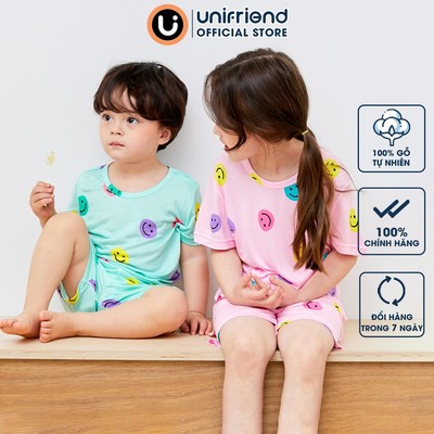 Bộ ngắn tay quần áo Cool Feel mịn siêu mỏng mát mặc nhà mùa hè cho bé trai Unifriend Hàn Quốc U2023-36