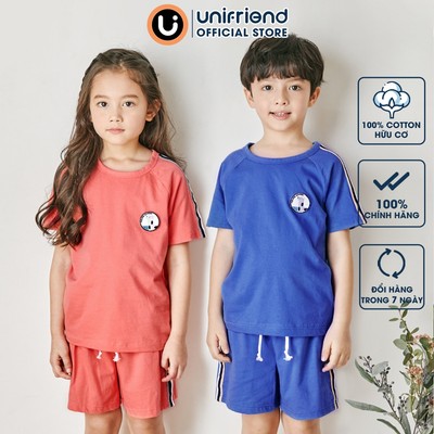 Bộ ngắn tay quần áo thun cotton mịn mặc nhà mùa hè cho bé gái và bé trai Unifriend Hàn Quốc U2023-20