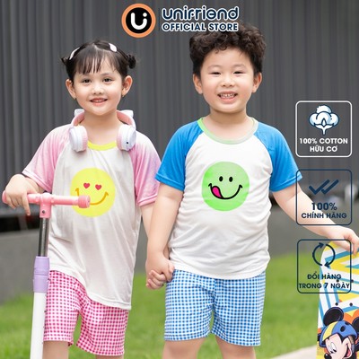 Bộ ngắn tay quần áo Cool Feel mịn siêu mỏng mát mặc nhà mùa hè cho bé trai Unifriend Hàn Quốc U2024-5