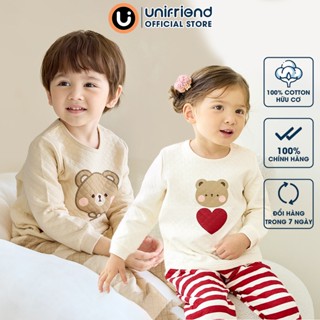 Đồ bộ ngủ tay dài trần bông noel giáng sinh 3 lớp dày mùa thu đông cho bé trai, bé gái Unifriend U2024-60, Size đại