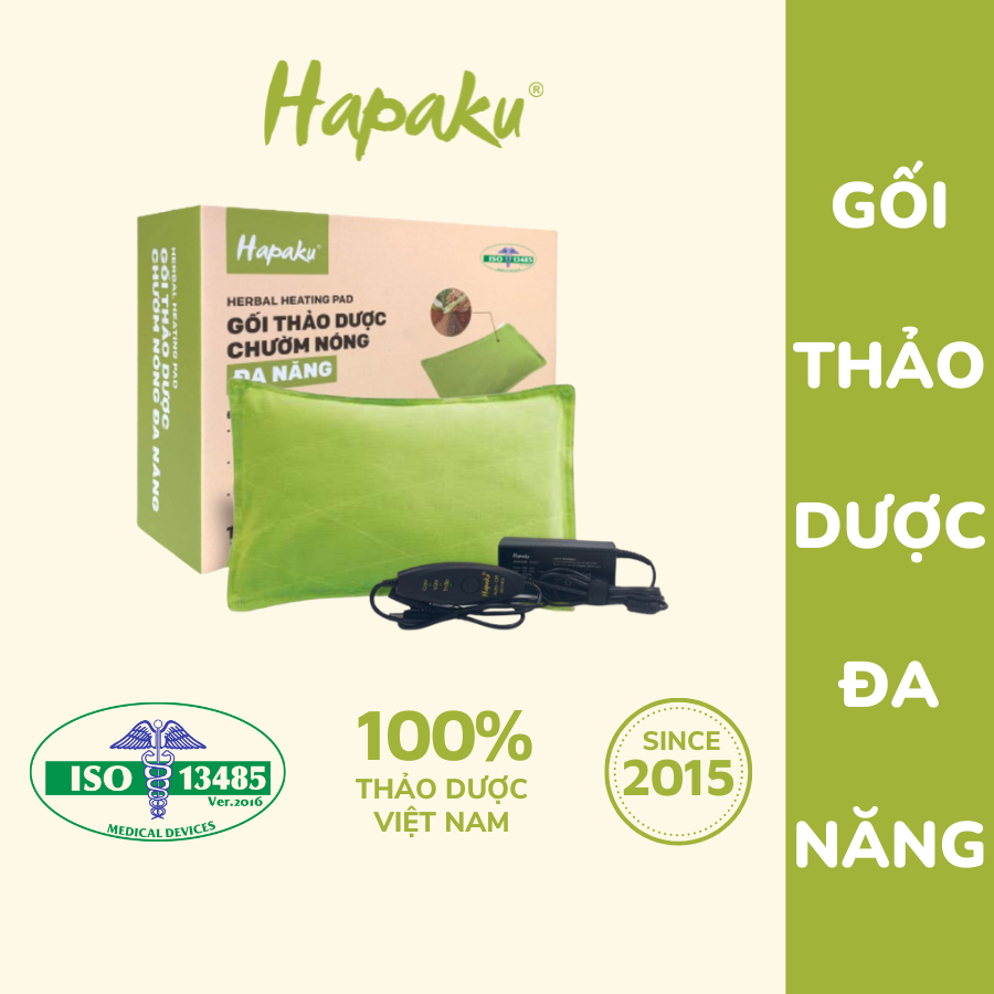 Gối Chườm Nóng Thảo Dược Hapaku Làm Nóng Bằng Điện - Giảm Đau Cổ Vai Gáy Chườm Bụng Sau Sinh Size 38 x 23 x 4.5cm 