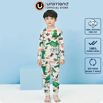 Bộ tay dài quần áo thun cotton cho bé trai mặc nhà mùa thu đông dáng ôm Unifriend Hàn Quốc U1035