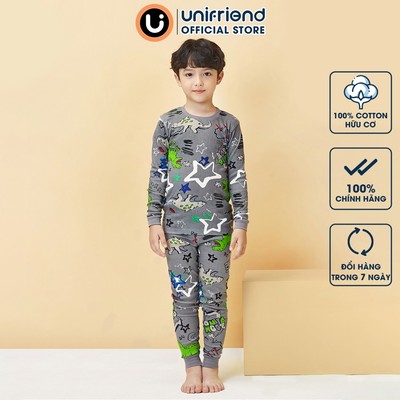 Bộ tay dài quần áo thun cotton cho bé trai mặc nhà mùa thu đông dáng ôm Unifriend Hàn Quốc U1046