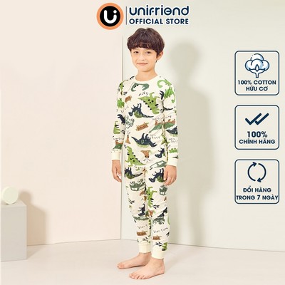 Bộ tay dài thun cotton dáng ôm cho bé trai mặc nhà mùa thu đông Unifriend Hàn Quốc U1019