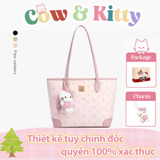 COW & KITTY/BORRY BOSA Túi Tote màu hồng Túi xách màu hồng phong cách dễ thương cho mèo Túi xách phụ nữ công suất