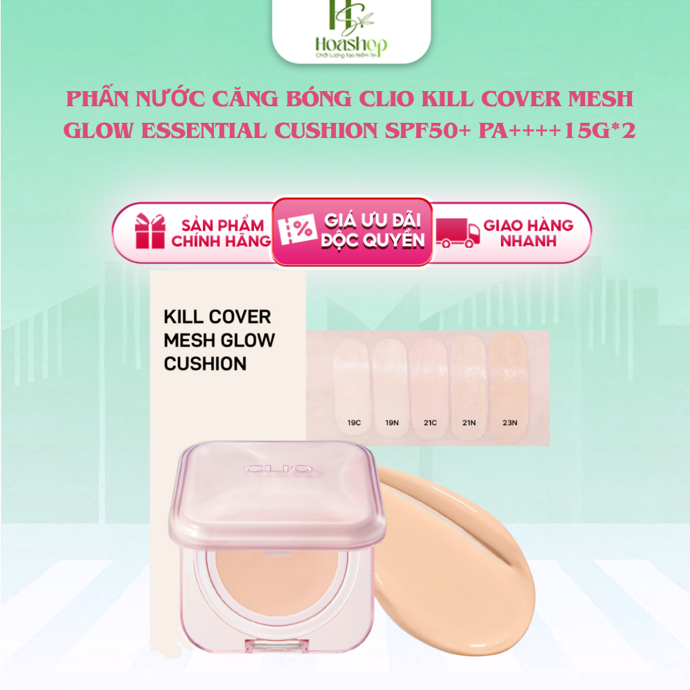 Phấn Nước Căng Bóng Clio Kill Cover Mesh Glow Essential Cushion SPF50+ PA++++15g*2