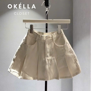 Chân váy JEAN nữ phom ngắn xếp chíp ly NHIỀU MÀU chất mềm mịn Okélla (có lót quần bảo hộ)