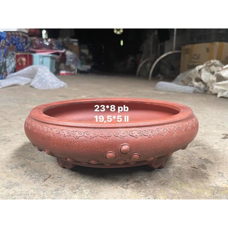 Chậu tàu cao cấp (tròn men giả cổ)