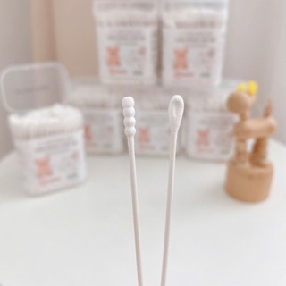  Tăm Bông Trẻ Em Hãng Monona Kháng Khuẩn   Hộp 200 Que Lõi Giấy  Cho Bé Sơ Sinh Ngoáy Tai Mũi 