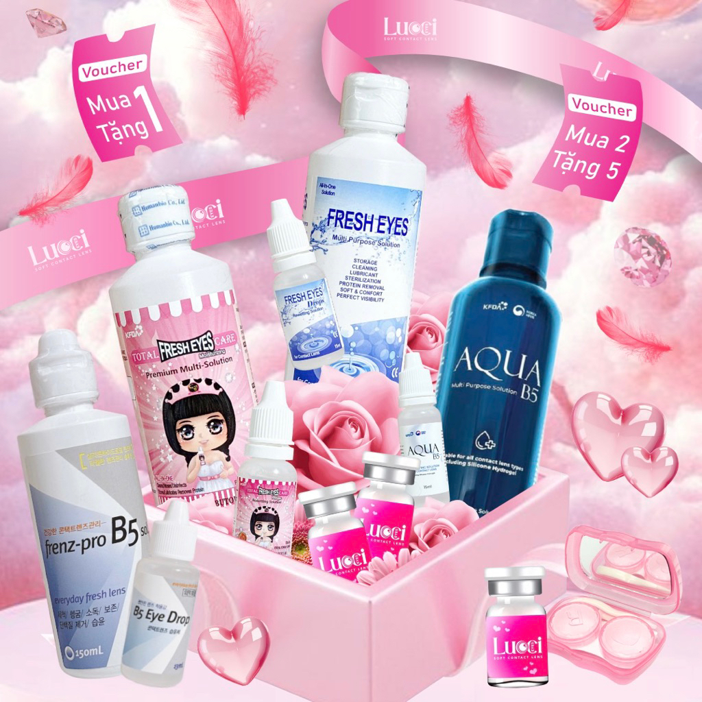 [ Phụ Kiện Lens ] Nước NGÂM LENS Aqua B5/ Fresh eyes / Fenz- pro b5 / Nhỏ Mắt Lens / Khay đựng Lens 