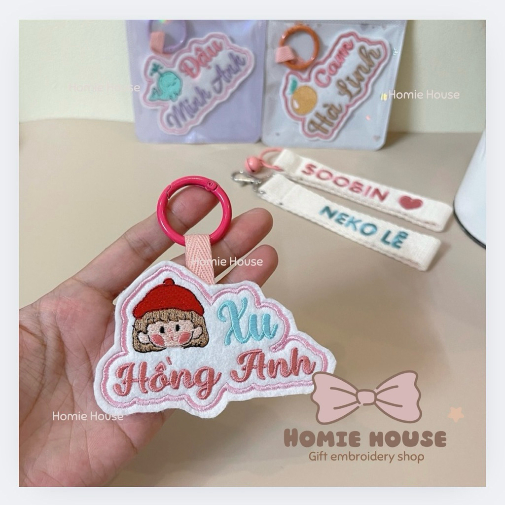 (THÊU TÊN) Nametag thêu tên theo yêu cầu, treo balo, móc khoá