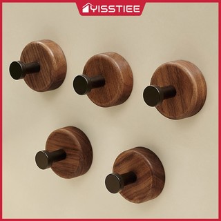  Móc gỗ óc chó lắp đặt không đục lỗ Kiểu treo tường móc treo thanh móc treo đồ chịu lực siêu dính 
