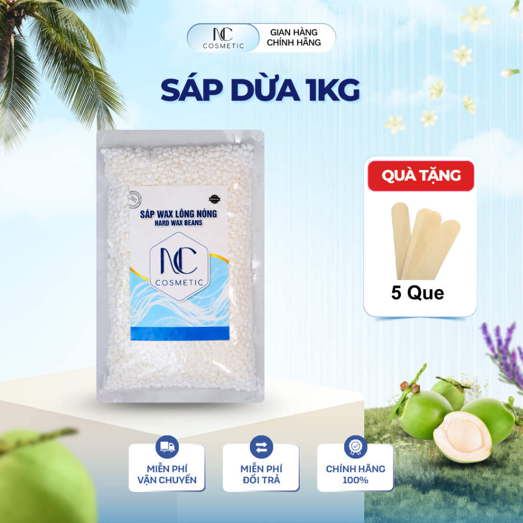   CHE TÊN  Sáp Wax Lông Nóng Sữa Dừa Cao Cấp NC COSMETIC Siêu Bám Lông Dùng Cho Da Nhạy Cảm Tặng Que 