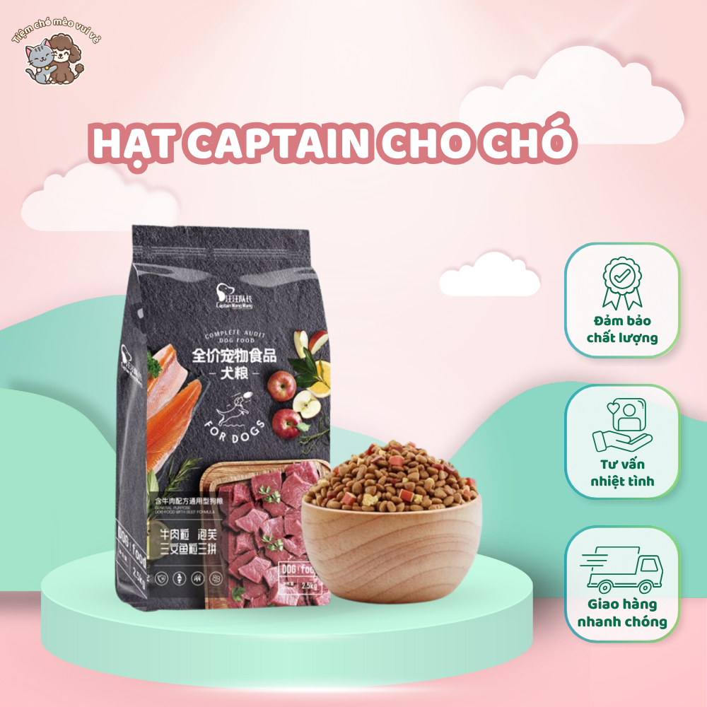 Thức ăn hạt cho chó Captain - Trộn phô mai, thịt bò, cá hồi - Giàu dinh dưỡng, không chất bảo quản