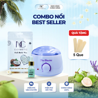 COMBO Nồi Nấu Sáp Wax Lông Pro 100 + Sáp Wax Lông Cao Cấp NC COSMETIC, Kèm Mỡ Trăn,Que Gỗ Phết Sáp