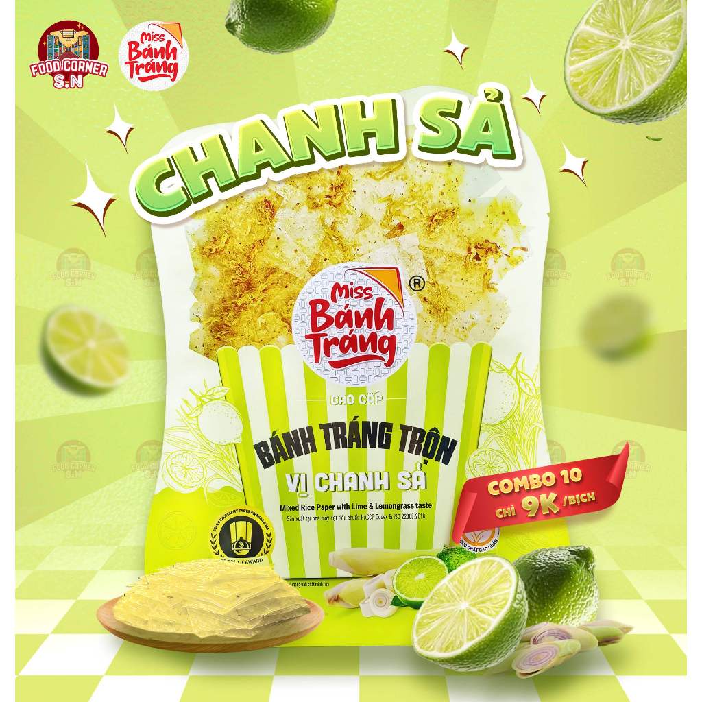 Combo 20 Gói Miss Bánh Tráng Lớn Vị Chanh Sả
