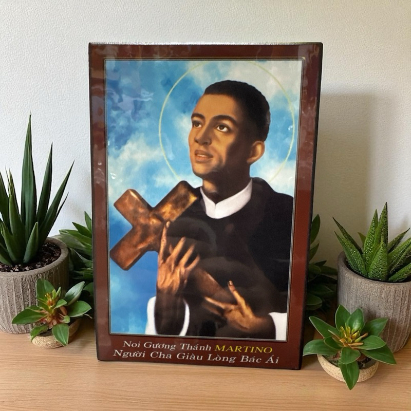 ✝️ HÌNH LAMINA THÁNH MARTINO – ÉP GỖ