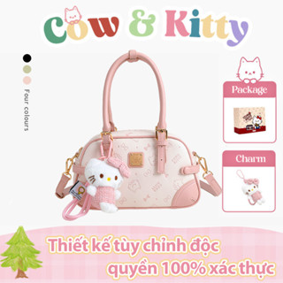  COW & KITTY BORRY ROSA Túi xách màu hồng  Túi xách nữ dễ thương Du lịch nhỏ tiện lợi 