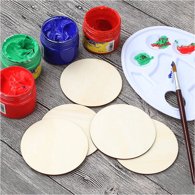 Set 50 Miếng Gỗ Tròn Bằng Gỗ Plywood Dày 3mm Size 6,7,8,9,10cm