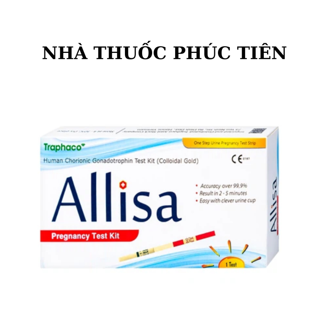 Que thử thai Allisa chính xác cao, tiện dụng, bản to 4mm cốc có tay cầm( che tên SP)