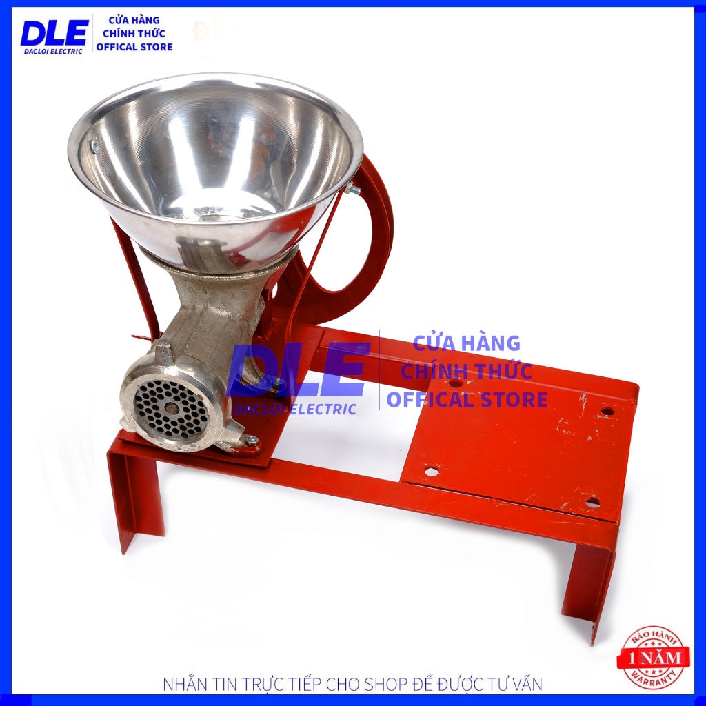 Cối Đùn Thịt Gang JCW 12 – Thân Gang, Đế Sắt, Dây Curoa, Buly Đơn | Kèm Mặt Sàng 2–12ly