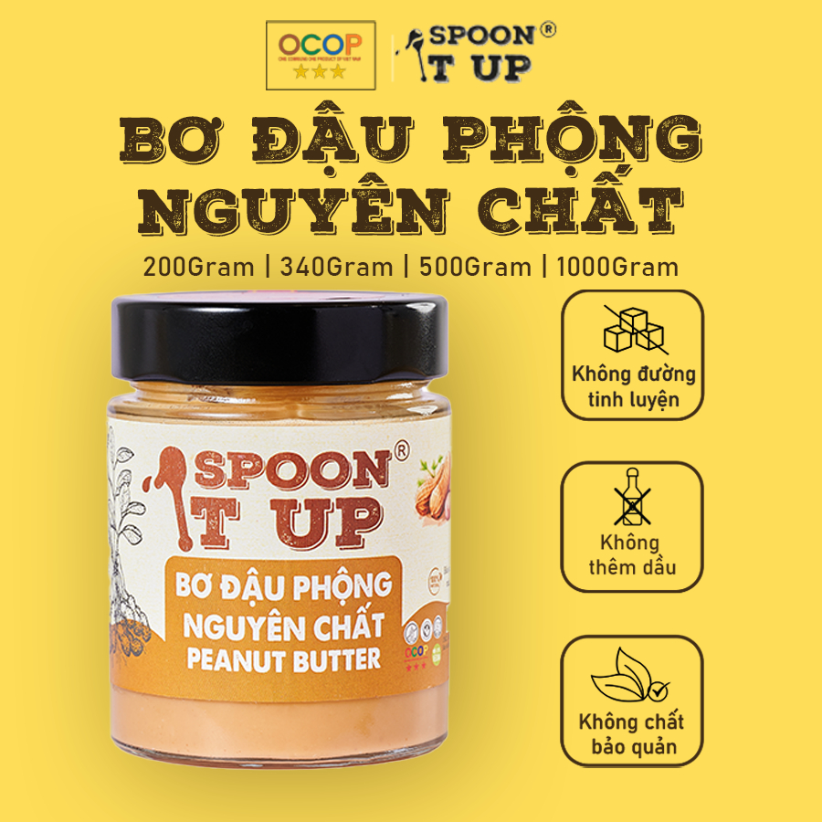 Bơ Đậu Phộng Nguyên Chất Spoon It Up – Không Đường Không Dầu – Thuần Chay Eat Clean Gym