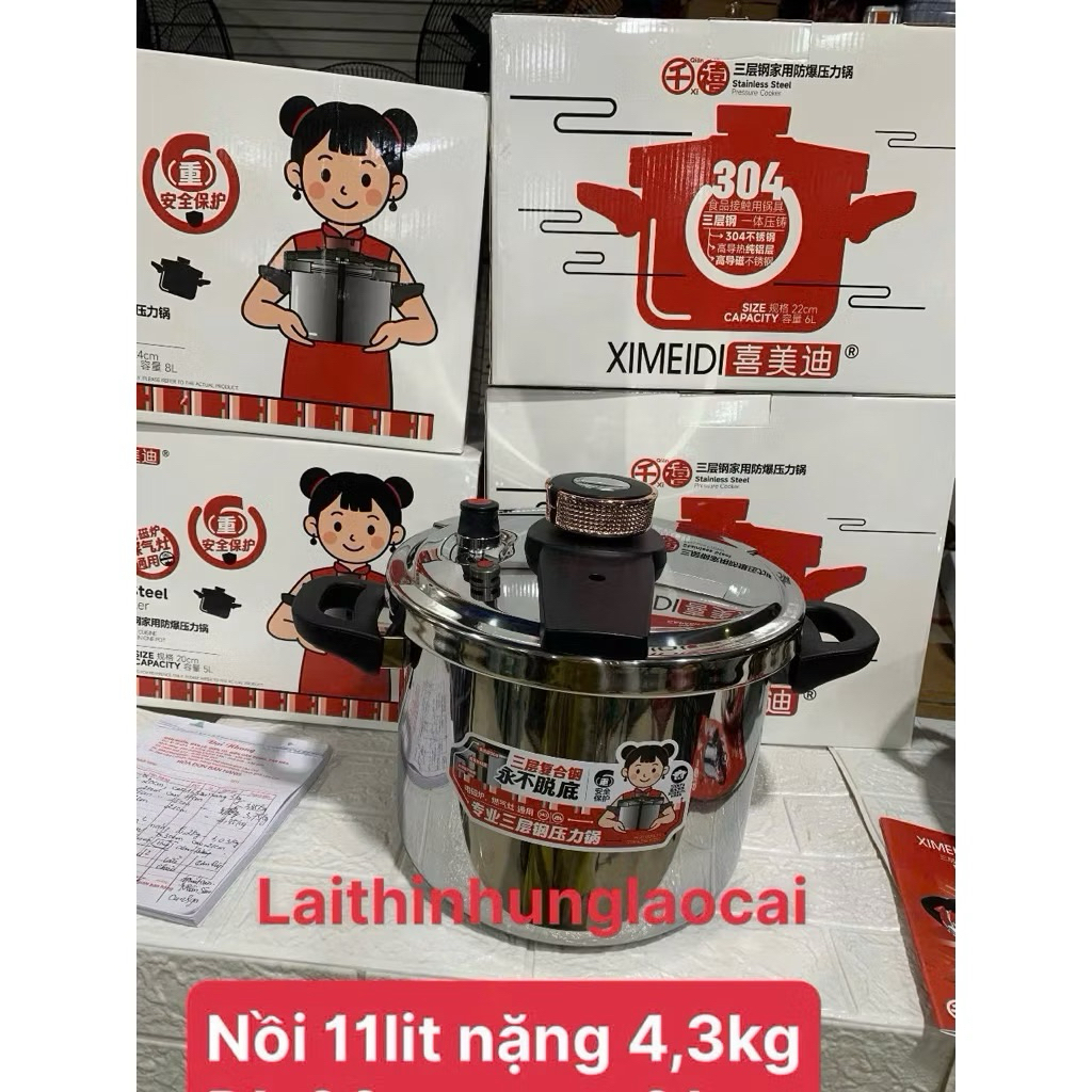 Nồi áp suất inox 304 nguyên khối hãng XIMEIDI đun được bếp từ, ga, Hồng ngoại