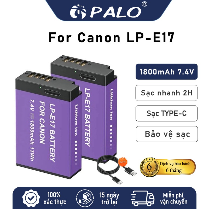 PALO Pin Canon LP-E17 Sạc USB pin máy ảnh Cho Canon 77D 750D 760D 800D 8000D 200D EOS RP M3 M5 M6