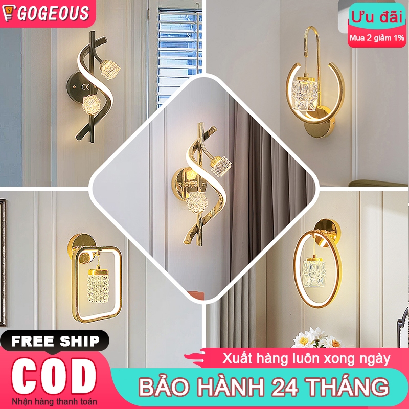 Đèn tường Gogeous có 3 chế độ đèn dùng decor phòng khách phòng ngủ khách sạn