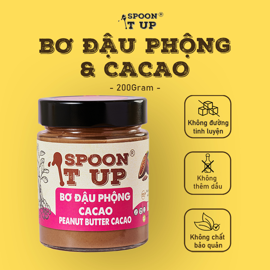 Bơ Cacao Đậu Phộng Spoon It Up – Ngọt Tự Nhiên, Không Đường Tinh Luyện – Giàu Protein, Phù Hợp Eat C