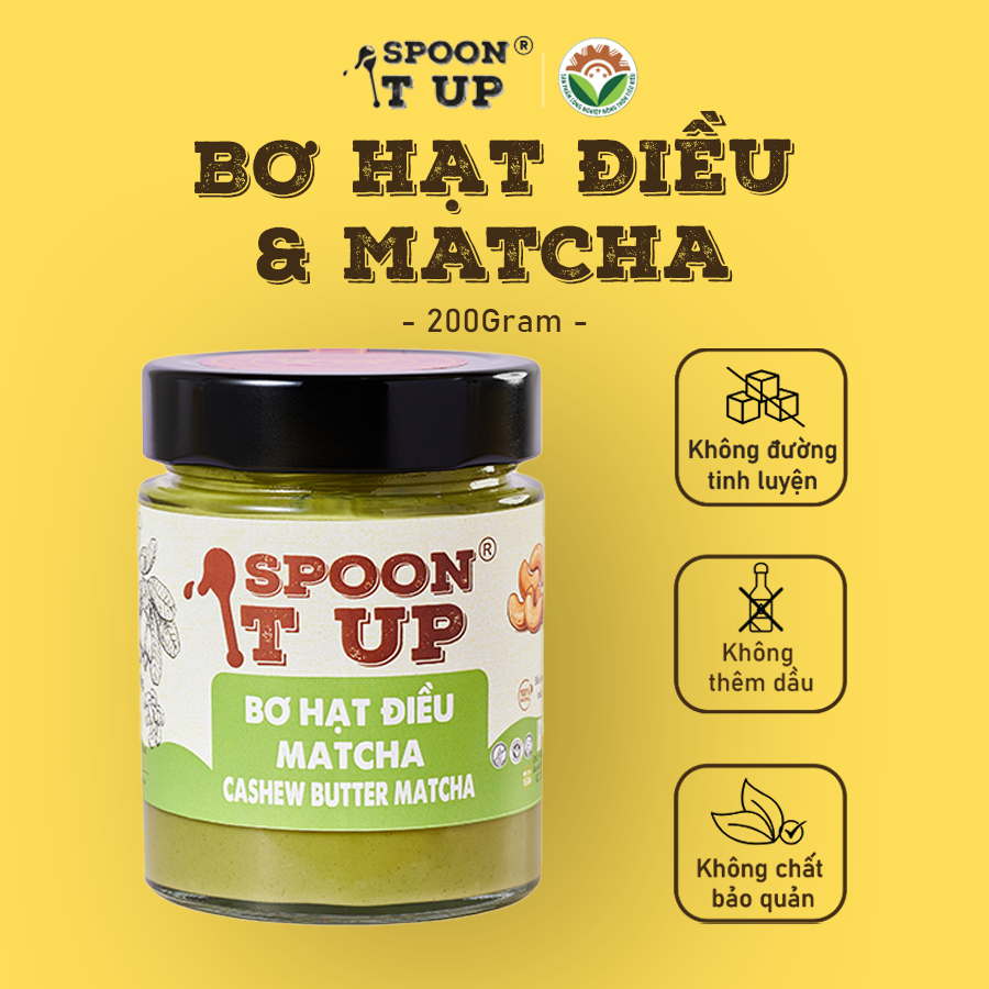 Bơ Hạt Điều Matcha Spoon It Up – Không Đường – Giàu Chống Oxy Hóa – Eat Clean Thuần Chay