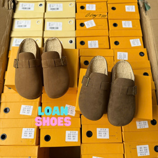 Giày Sục Da Lộn Đế Thấp Lót Lông Hàng QC FULL HỘP