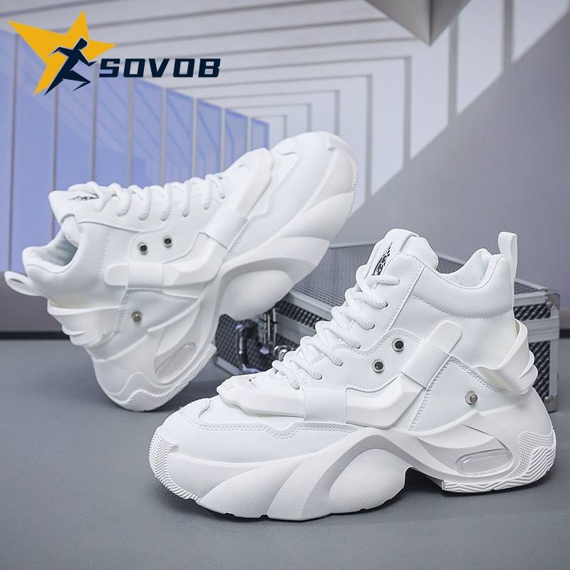 SOVOB Giày nam mùa thu mới giày thể thao cao cổ đế dày giày casual cao su thời trang tăng chiều cao