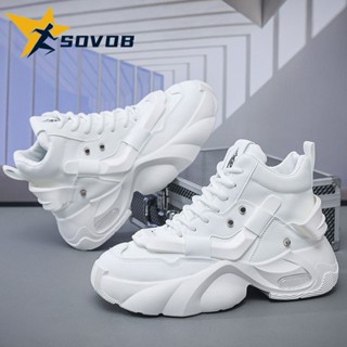 SOVOB Giày nam mùa thu mới giày thể thao cao cổ đế dày giày casual cao su thời trang tăng chiều cao