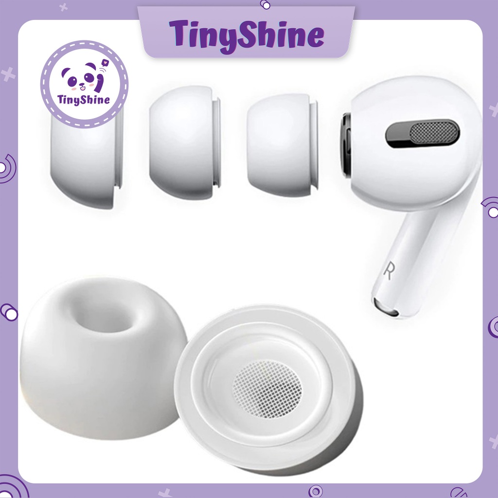 Cặp Nút Đệm Tai Nghe Tròn Silicone Dùng Chung Airpods Pro 1 Và Pro 2 Cách Âm Êm Ái (TinyShine)