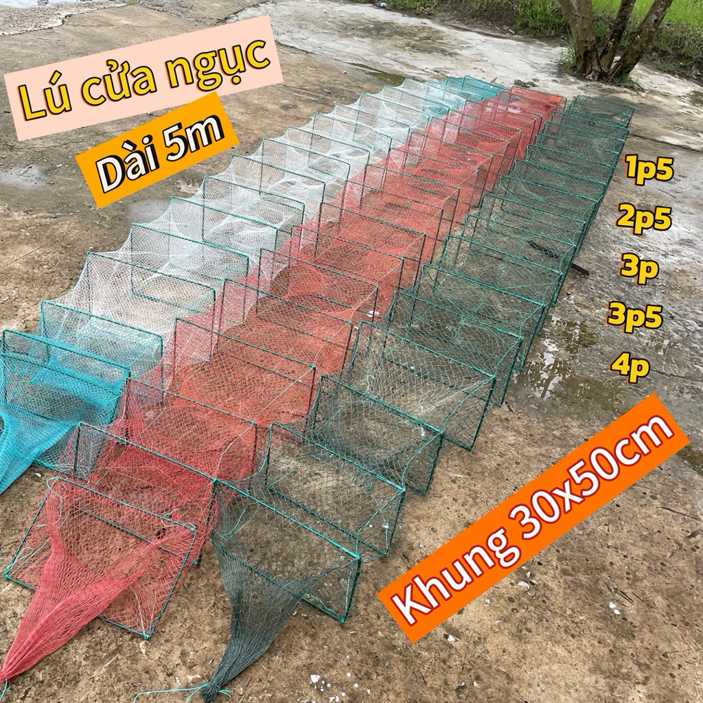 Lú cửa ngục- lú dây bắt tôm cá nhiều phân loại ( 18 khung 30x50cm) Dài 5m Bắt Cá