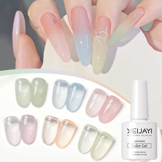  XEIJAYI 7.3ml Sơn móng tay dạng gel màu xanh hồng bán trong suốt mới bền màu và lâu trôi thích hợp cho tiệm làm móng 