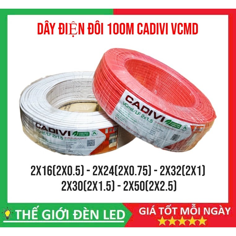 <Cuộn 100M> Dây điện đôi CADIVI VCMD 2x16(2x0.5),2x24(2x0.75), 2x32(2x1), 2x30(2x1.5), 2x50(2x2.5)