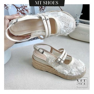  Giày Xuồng Cói 7 Phân Mũi Bít Quai Ren Phối Hoa Nổi Tiểu Thư Form Đẹp Tôn Chân MT Shoes GD013 