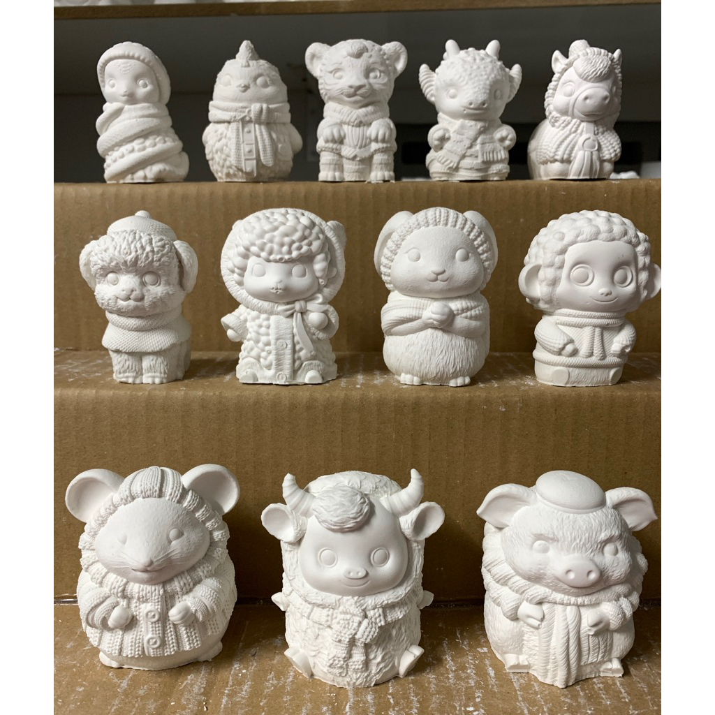 💥MUA 5 TẶNG 1💥Tượng thạch cao 79- Bộ tượng 12 con giáp, 12 cung hoàng đạo, tượng tô màu, trang trí n