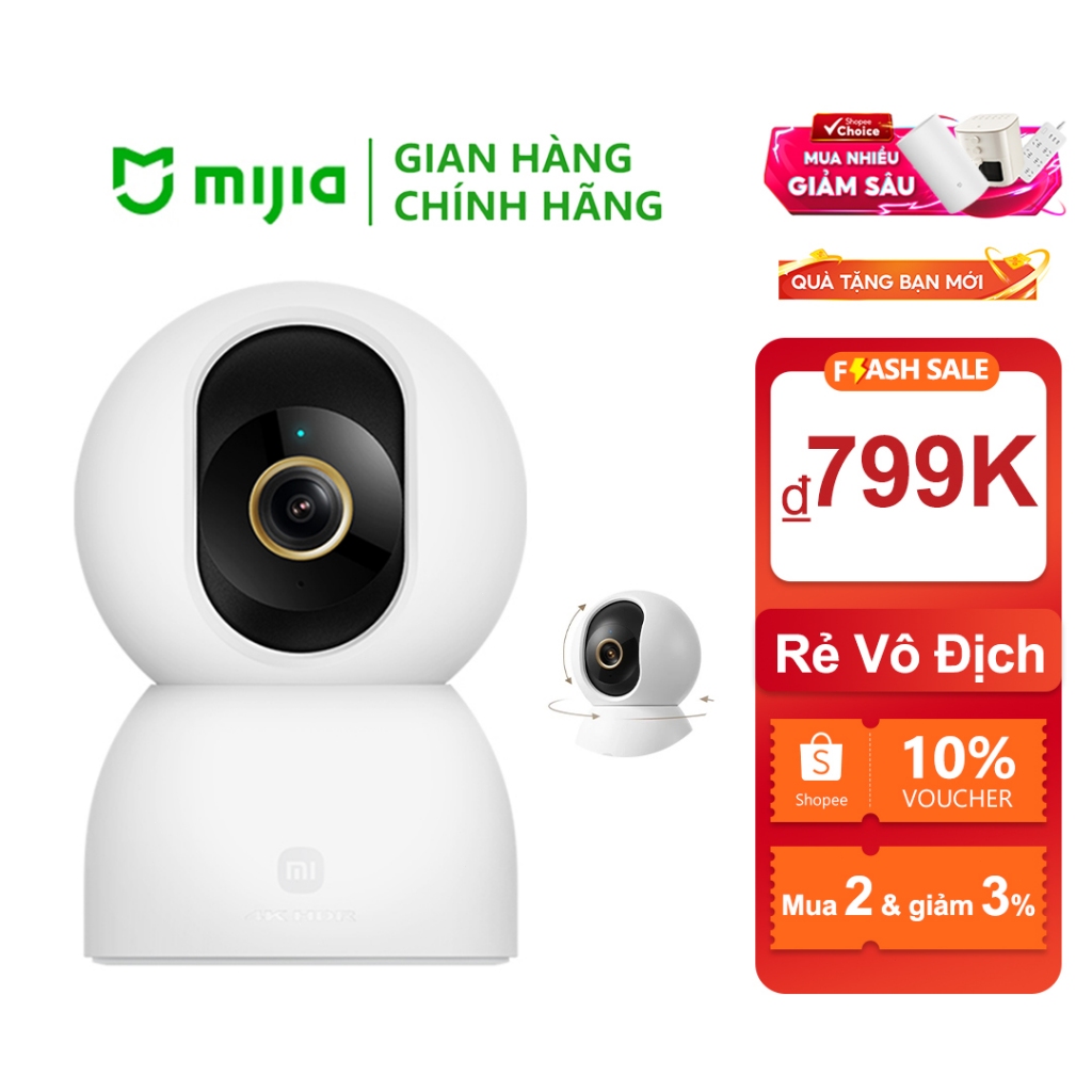 Camera Wifi Xoay 360 Xiaomi 4, Giám Sát Thông Minh 4K, Đàm Thoại 2 Chiều
