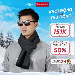 Khăn quàng cổ nam HUMI choàng cổ cao cấp chất len Cashmere giữ ấm mùa đông lịch lãm sang trọng