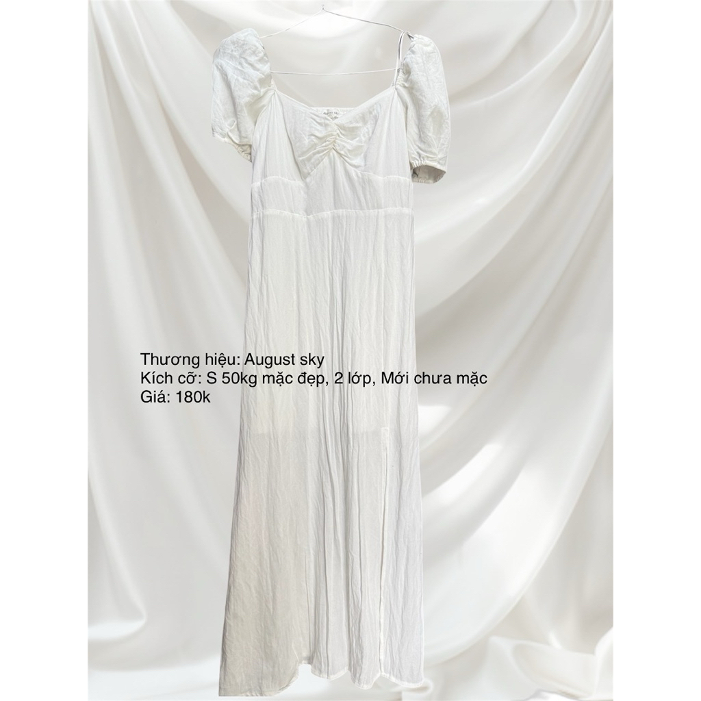 đầm trắng tay bồng August sky