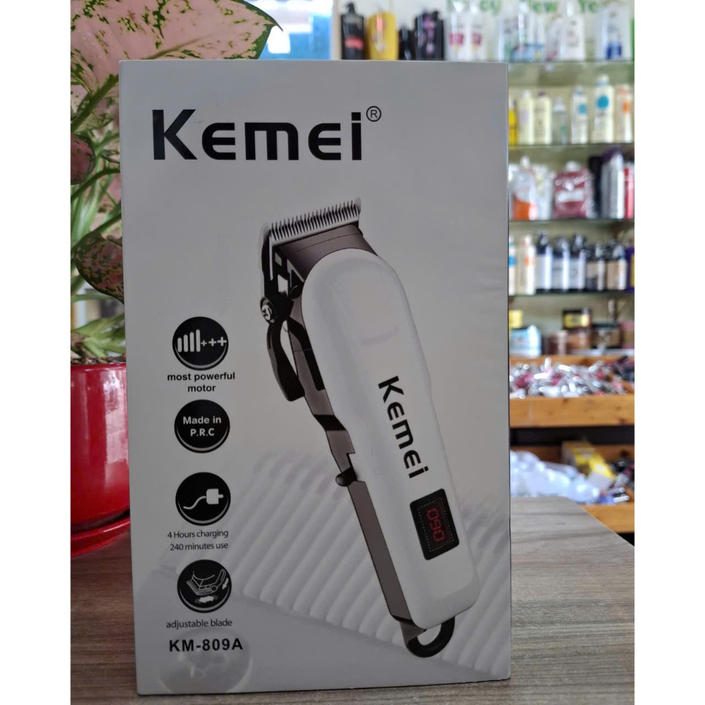 Tông Đơ Kemei KM-809A - Tông Đơ Không Dây Cắt Tóc Chuyên Nghiệp Màn Hình Led Hiển Thị Pin